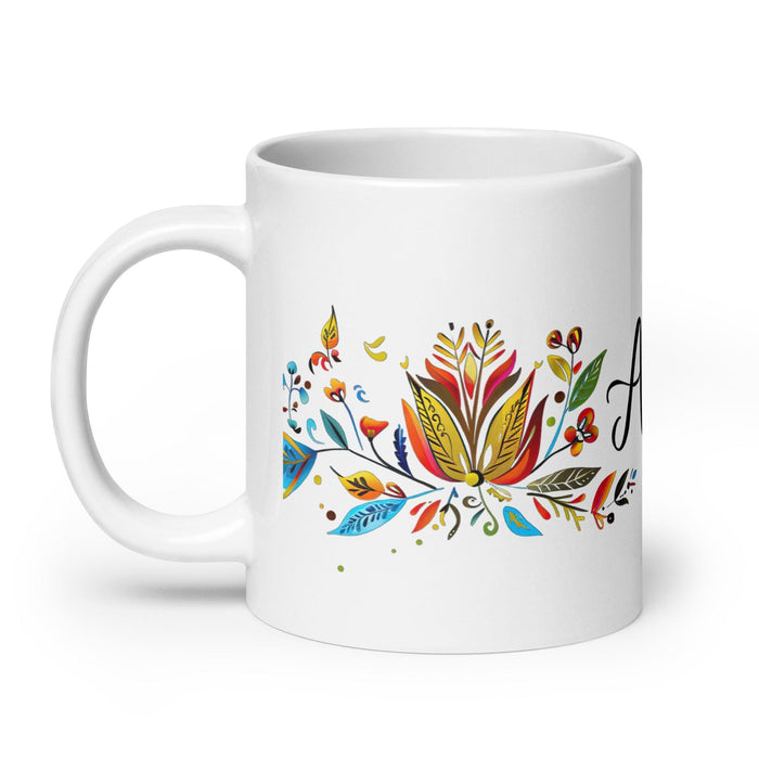 Alicia Exclusive Name Art Piece Home Office Work Coffee Mug Mexican Spanish Pride Gift Cup One-Of-A-Kind Calligraphy White Glossy Mug | A17 Mexicada