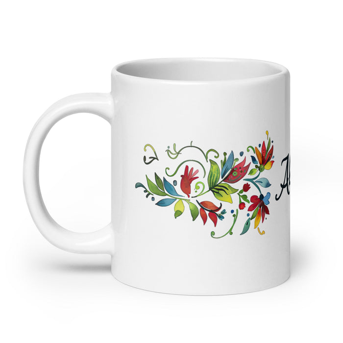 Alicia Exclusive Name Art Piece Home Office Work Coffee Mug Mexican Spanish Pride Gift Cup One - Of - A - Kind Calligraphy White Glossy Mug | A19 - Mexicada