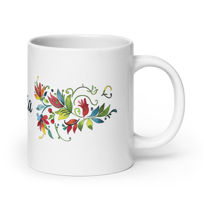 Alicia Exclusive Name Art Piece Home Office Work Coffee Mug Mexican Spanish Pride Gift Cup One-Of-A-Kind Calligraphy White Glossy Mug | A19 Mexicada 20 oz