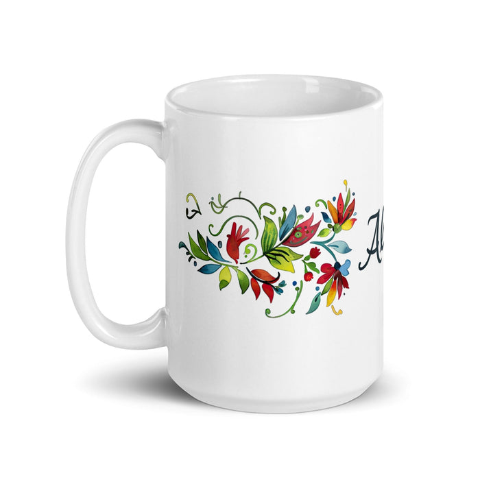 Alicia Exclusive Name Art Piece Home Office Work Coffee Mug Mexican Spanish Pride Gift Cup One-Of-A-Kind Calligraphy White Glossy Mug | A19 Mexicada