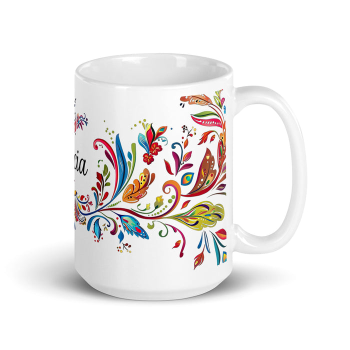 Alicia Exclusive Name Art Piece Home Office Work Coffee Mug Mexican Spanish Pride Gift Cup One - Of - A - Kind Calligraphy White Glossy Mug | A2 - Mexicada