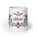 Alicia Exclusive Name Art Piece Home Office Work Coffee Mug Mexican Spanish Pride Gift Cup One - Of - A - Kind Calligraphy White Glossy Mug | A2 - Mexicada