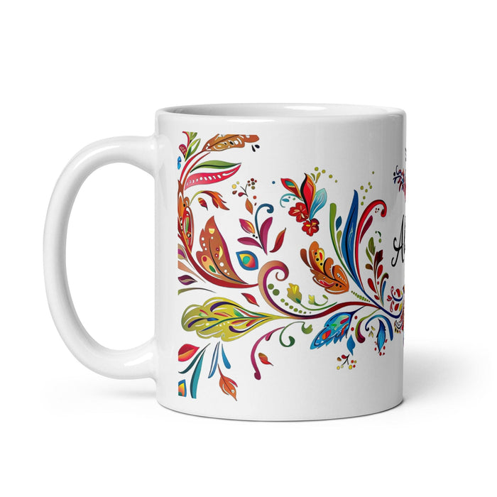 Alicia Exclusive Name Art Piece Home Office Work Coffee Mug Mexican Spanish Pride Gift Cup One-Of-A-Kind Calligraphy White Glossy Mug | A2 Mexicada