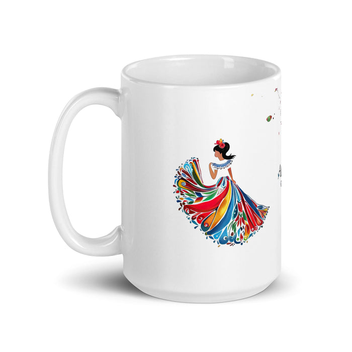 Alicia Exclusive Name Art Piece Home Office Work Coffee Mug Mexican Spanish Pride Gift Cup One - Of - A - Kind Calligraphy White Glossy Mug | A22 - Mexicada