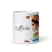 Alicia Exclusive Name Art Piece Home Office Work Coffee Mug Mexican Spanish Pride Gift Cup One - Of - A - Kind Calligraphy White Glossy Mug | A26 - Mexicada