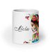 Alicia Exclusive Name Art Piece Home Office Work Coffee Mug Mexican Spanish Pride Gift Cup One - Of - A - Kind Calligraphy White Glossy Mug | A26 - Mexicada