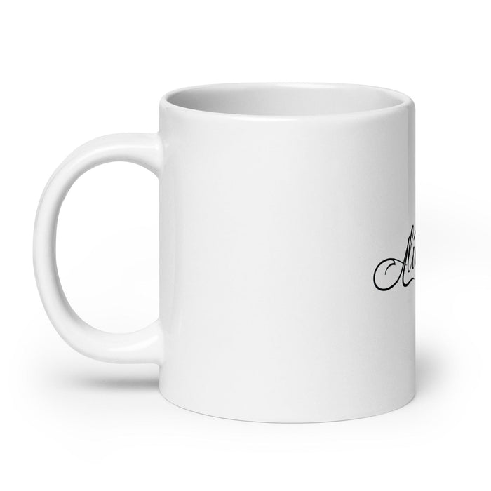 Alicia Exclusive Name Art Piece Home Office Work Coffee Mug Mexican Spanish Pride Gift Cup One-Of-A-Kind Calligraphy White Glossy Mug | A26 Mexicada