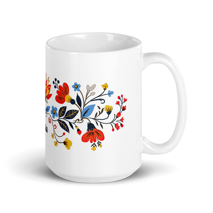 Alicia Exclusive Name Art Piece Home Office Work Coffee Mug Mexican Spanish Pride Gift Cup One - Of - A - Kind Calligraphy White Glossy Mug | A27 - Mexicada