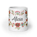 Alicia Exclusive Name Art Piece Home Office Work Coffee Mug Mexican Spanish Pride Gift Cup One-Of-A-Kind Calligraphy White Glossy Mug | A28 Mexicada