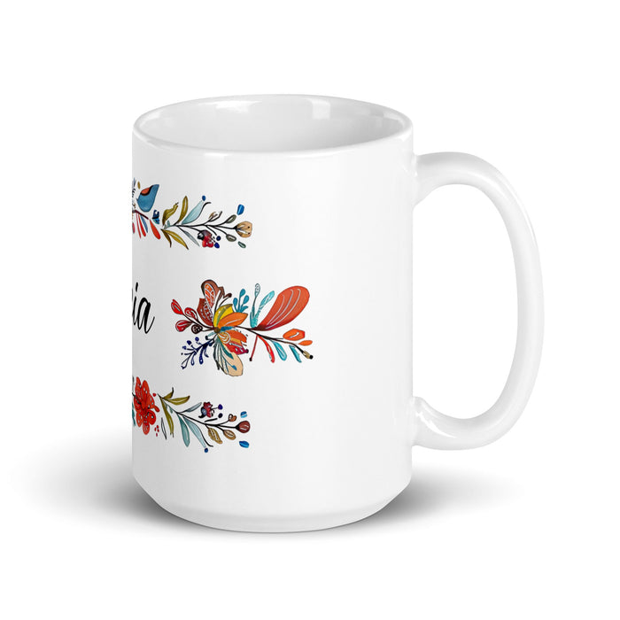 Alicia Exclusive Name Art Piece Home Office Work Coffee Mug Mexican Spanish Pride Gift Cup One - Of - A - Kind Calligraphy White Glossy Mug | A4 - Mexicada