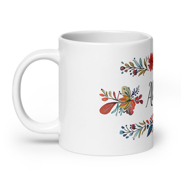 Alicia Exclusive Name Art Piece Home Office Work Coffee Mug Mexican Spanish Pride Gift Cup One-Of-A-Kind Calligraphy White Glossy Mug | A4 Mexicada