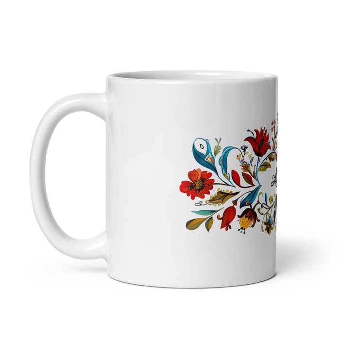 Alicia Exclusive Name Art Piece Home Office Work Coffee Mug Mexican Spanish Pride Gift Cup One - Of - A - Kind Calligraphy White Glossy Mug | A5 - Mexicada