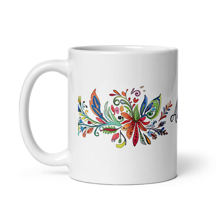 Alicia Exclusive Name Art Piece Home Office Work Coffee Mug Mexican Spanish Pride Gift Cup One - Of - A - Kind Calligraphy White Glossy Mug | A6 - Mexicada