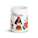 Alicia Exclusive Name Art Piece Home Office Work Coffee Mug Mexican Spanish Pride Gift Cup One-Of-A-Kind Calligraphy White Glossy Mug | A7 Mexicada