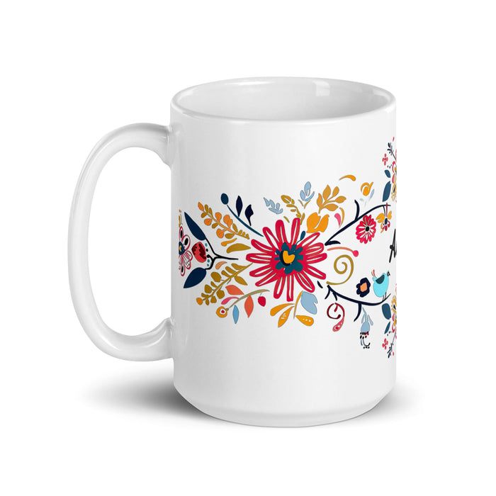 Alison Exclusive Name Art Piece Home Office Work Coffee Mug Mexican Spanish Pride Gift Cup One - Of - A - Kind Calligraphy White Glossy Mug | A1 - Mexicada