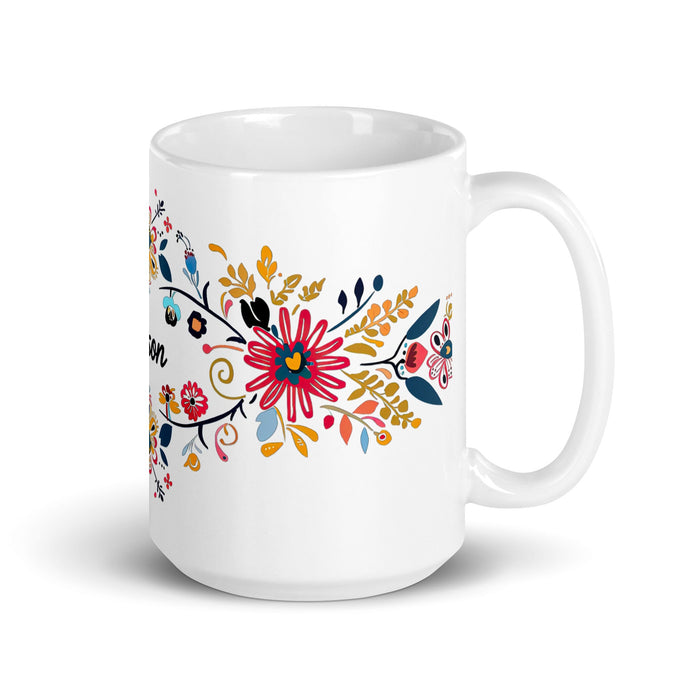 Alison Exclusive Name Art Piece Home Office Work Coffee Mug Mexican Spanish Pride Gift Cup One - Of - A - Kind Calligraphy White Glossy Mug | A1 - Mexicada