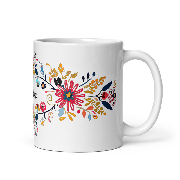 Alison Exclusive Name Art Piece Home Office Work Coffee Mug Mexican Spanish Pride Gift Cup One - Of - A - Kind Calligraphy White Glossy Mug | A1 - Mexicada