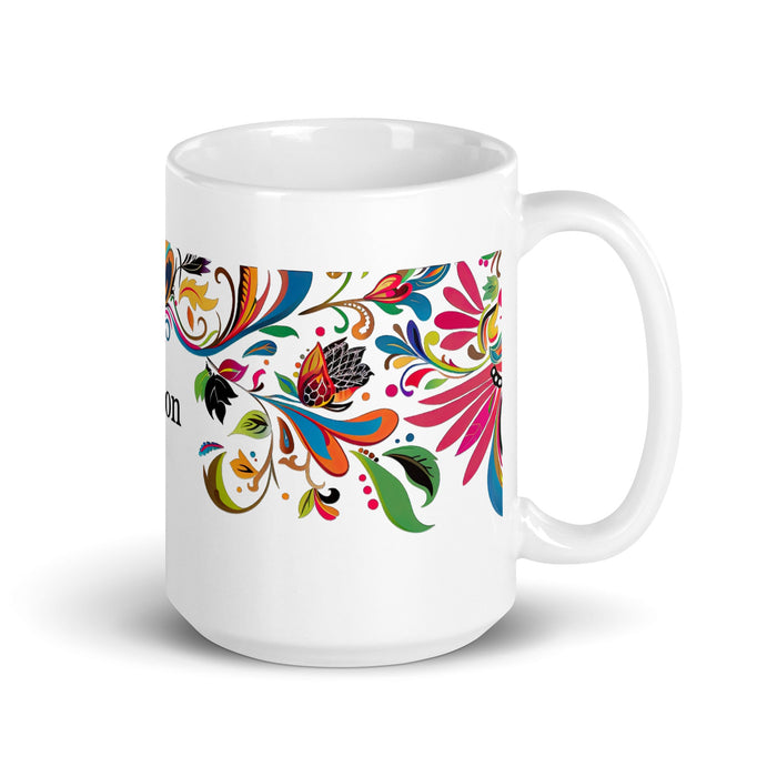 Alison Exclusive Name Art Piece Home Office Work Coffee Mug Mexican Spanish Pride Gift Cup One - Of - A - Kind Calligraphy White Glossy Mug | A10 - Mexicada