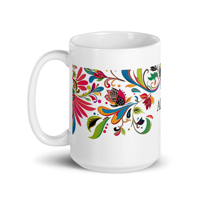 Alison Exclusive Name Art Piece Home Office Work Coffee Mug Mexican Spanish Pride Gift Cup One-Of-A-Kind Calligraphy White Glossy Mug | A10 Mexicada