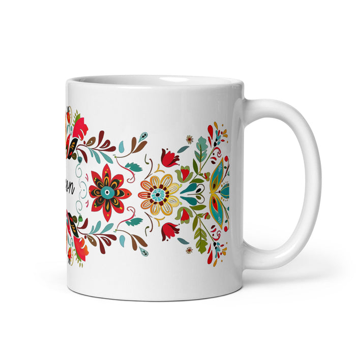 Alison Exclusive Name Art Piece Home Office Work Coffee Mug Mexican Spanish Pride Gift Cup One - Of - A - Kind Calligraphy White Glossy Mug | A14 - Mexicada