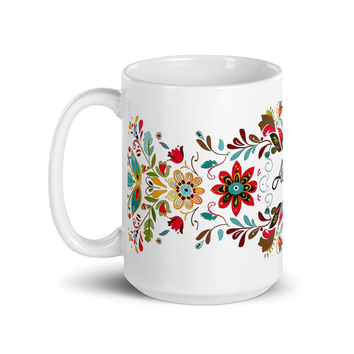 Alison Exclusive Name Art Piece Home Office Work Coffee Mug Mexican Spanish Pride Gift Cup One - Of - A - Kind Calligraphy White Glossy Mug | A14 - Mexicada