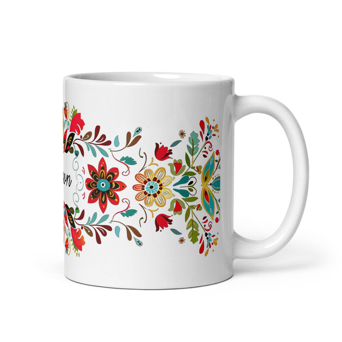 Alison Exclusive Name Art Piece Home Office Work Coffee Mug Mexican Spanish Pride Gift Cup One-Of-A-Kind Calligraphy White Glossy Mug | A14 Mexicada 11 oz