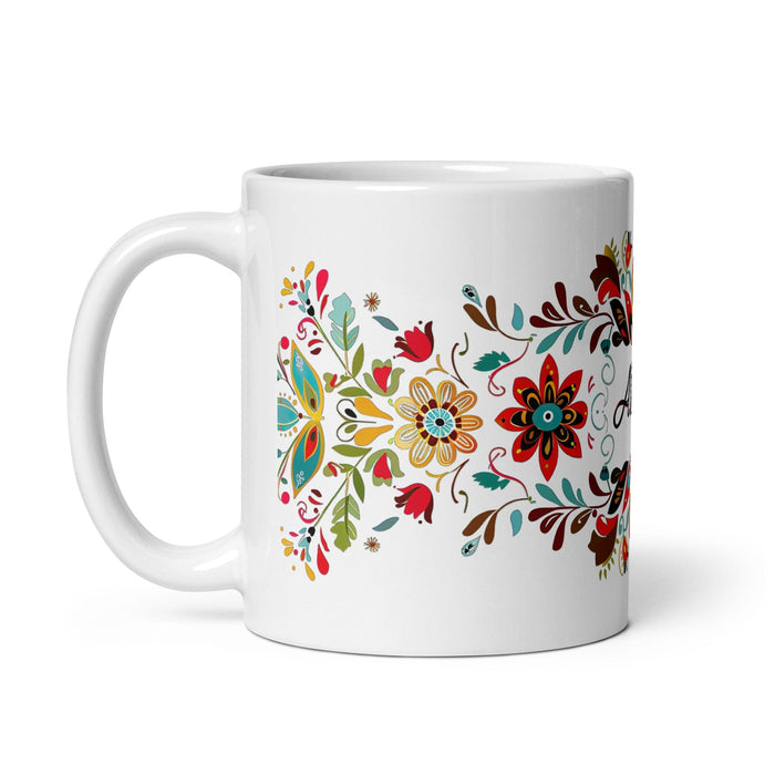 Alison Exclusive Name Art Piece Home Office Work Coffee Mug Mexican Spanish Pride Gift Cup One-Of-A-Kind Calligraphy White Glossy Mug | A14 Mexicada