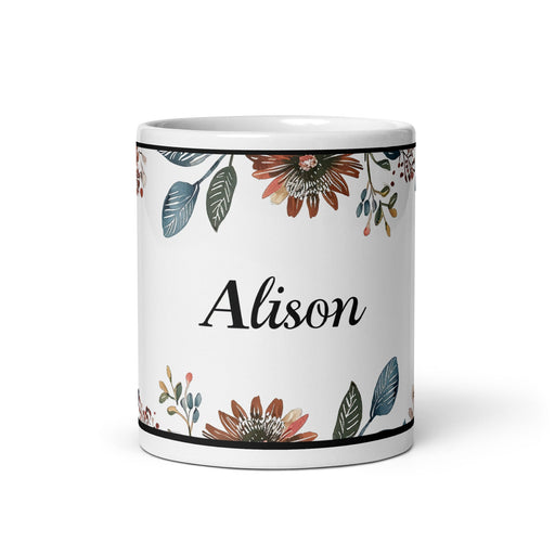 Alison Exclusive Name Art Piece Home Office Work Coffee Mug Mexican Spanish Pride Gift Cup One - Of - A - Kind Calligraphy White Glossy Mug | A15 - Mexicada