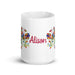 Alison Exclusive Name Art Piece Home Office Work Coffee Mug Mexican Spanish Pride Gift Cup One - Of - A - Kind Calligraphy White Glossy Mug | A16 - Mexicada