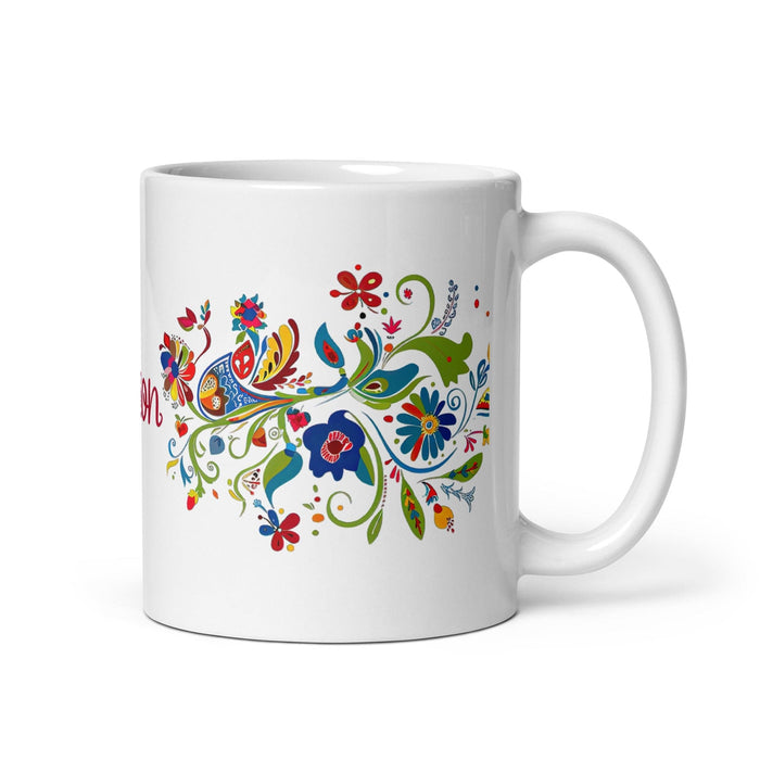 Alison Exclusive Name Art Piece Home Office Work Coffee Mug Mexican Spanish Pride Gift Cup One-Of-A-Kind Calligraphy White Glossy Mug | A16 Mexicada 11 oz