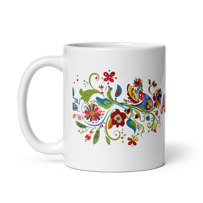 Alison Exclusive Name Art Piece Home Office Work Coffee Mug Mexican Spanish Pride Gift Cup One-Of-A-Kind Calligraphy White Glossy Mug | A16 Mexicada