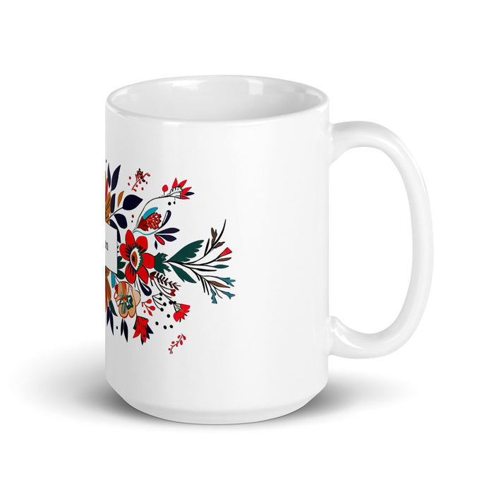 Alison Exclusive Name Art Piece Home Office Work Coffee Mug Mexican Spanish Pride Gift Cup One - Of - A - Kind Calligraphy White Glossy Mug | A17 - Mexicada