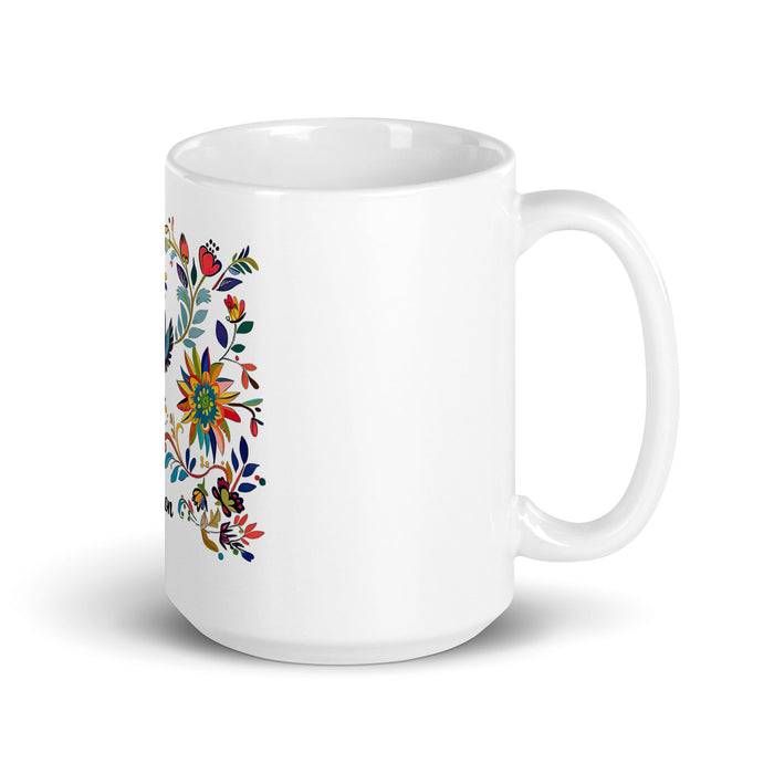 Alison Exclusive Name Art Piece Home Office Work Coffee Mug Mexican Spanish Pride Gift Cup One - Of - A - Kind Calligraphy White Glossy Mug | A18 - Mexicada