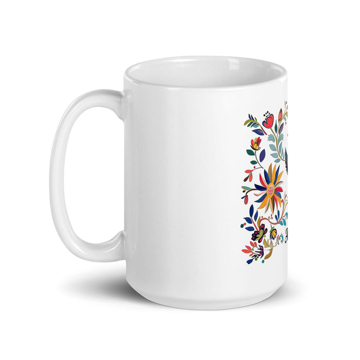 Alison Exclusive Name Art Piece Home Office Work Coffee Mug Mexican Spanish Pride Gift Cup One - Of - A - Kind Calligraphy White Glossy Mug | A18 - Mexicada