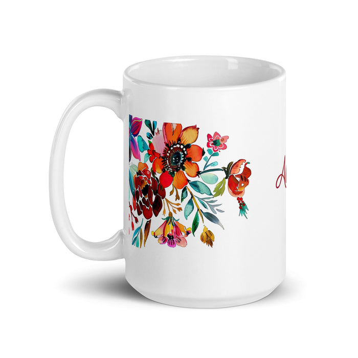 Alison Exclusive Name Art Piece Home Office Work Coffee Mug Mexican Spanish Pride Gift Cup One - Of - A - Kind Calligraphy White Glossy Mug | A20 - Mexicada