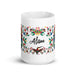 Alison Exclusive Name Art Piece Home Office Work Coffee Mug Mexican Spanish Pride Gift Cup One - Of - A - Kind Calligraphy White Glossy Mug | A21 - Mexicada