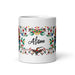 Alison Exclusive Name Art Piece Home Office Work Coffee Mug Mexican Spanish Pride Gift Cup One - Of - A - Kind Calligraphy White Glossy Mug | A21 - Mexicada