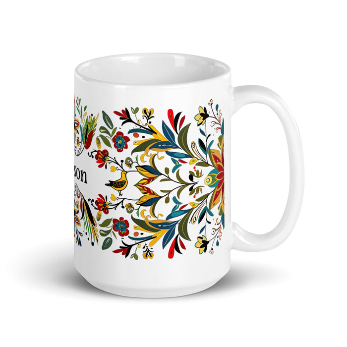 Alison Exclusive Name Art Piece Home Office Work Coffee Mug Mexican Spanish Pride Gift Cup One - Of - A - Kind Calligraphy White Glossy Mug | A24 - Mexicada