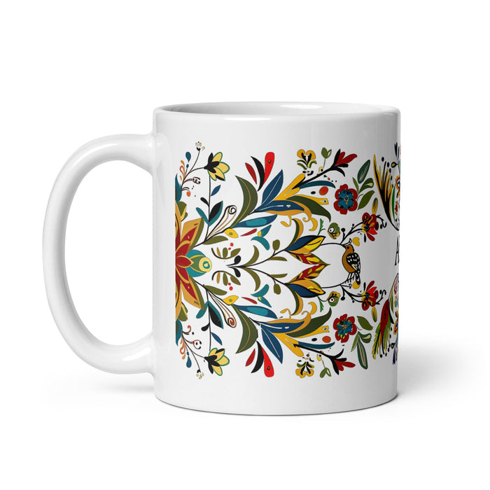 Alison Exclusive Name Art Piece Home Office Work Coffee Mug Mexican Spanish Pride Gift Cup One - Of - A - Kind Calligraphy White Glossy Mug | A24 - Mexicada