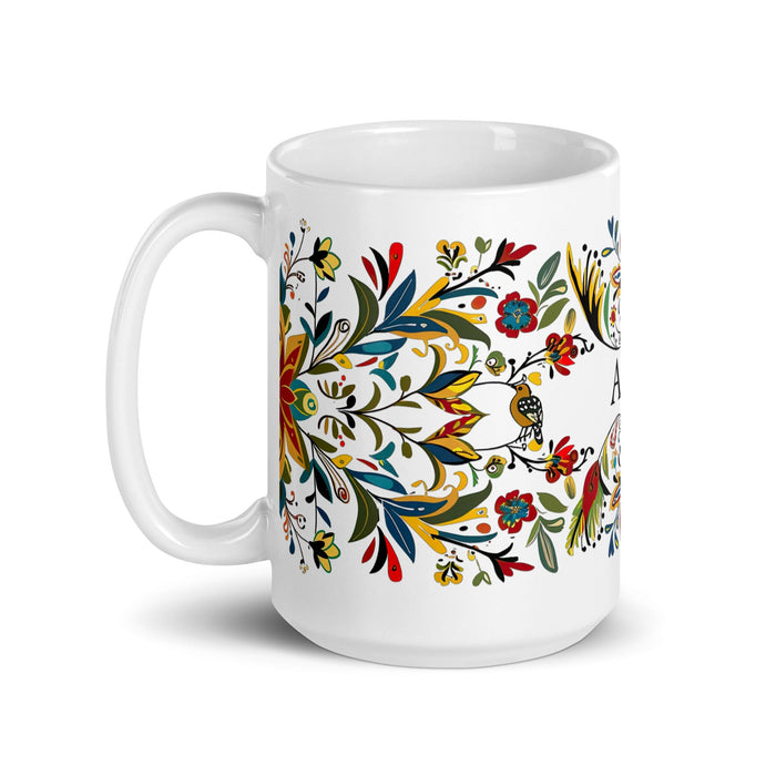 Alison Exclusive Name Art Piece Home Office Work Coffee Mug Mexican Spanish Pride Gift Cup One - Of - A - Kind Calligraphy White Glossy Mug | A24 - Mexicada