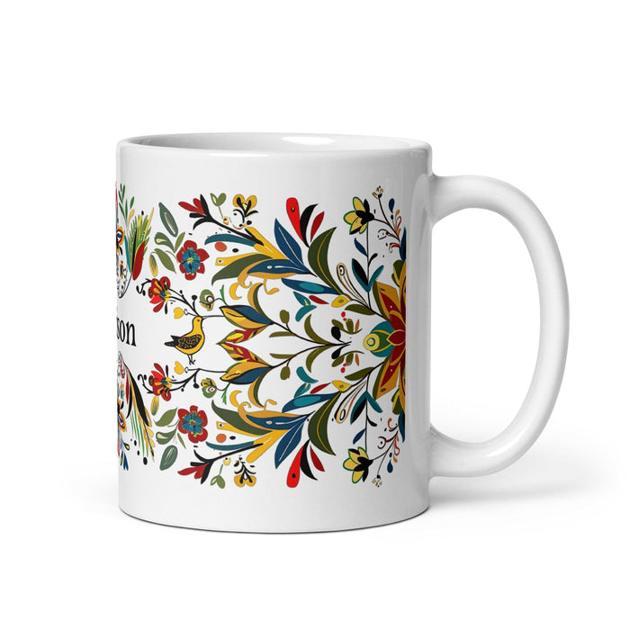 Alison Exclusive Name Art Piece Home Office Work Coffee Mug Mexican Spanish Pride Gift Cup One-Of-A-Kind Calligraphy White Glossy Mug | A24 Mexicada 11 oz