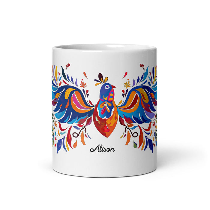 Alison Exclusive Name Art Piece Home Office Work Coffee Mug Mexican Spanish Pride Gift Cup One - Of - A - Kind Calligraphy White Glossy Mug | A26 - Mexicada