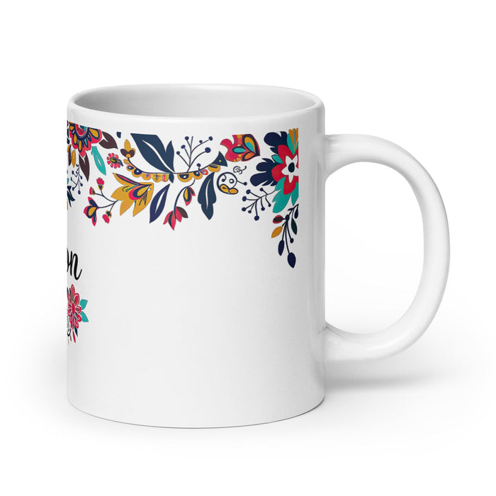 Alison Exclusive Name Art Piece Home Office Work Coffee Mug Mexican Spanish Pride Gift Cup One - Of - A - Kind Calligraphy White Glossy Mug | A27 - Mexicada