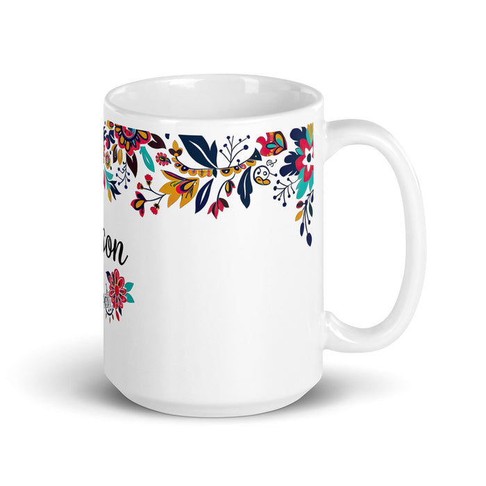 Alison Exclusive Name Art Piece Home Office Work Coffee Mug Mexican Spanish Pride Gift Cup One - Of - A - Kind Calligraphy White Glossy Mug | A27 - Mexicada