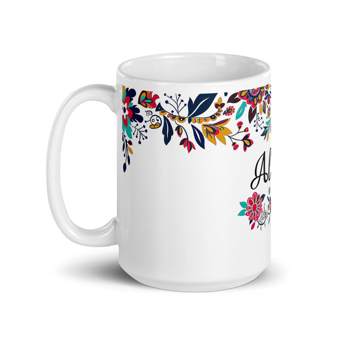 Alison Exclusive Name Art Piece Home Office Work Coffee Mug Mexican Spanish Pride Gift Cup One - Of - A - Kind Calligraphy White Glossy Mug | A27 - Mexicada