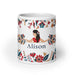 Alison Exclusive Name Art Piece Home Office Work Coffee Mug Mexican Spanish Pride Gift Cup One - Of - A - Kind Calligraphy White Glossy Mug | A28 - Mexicada