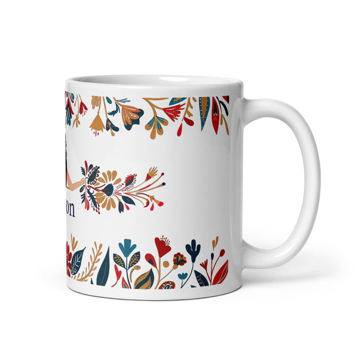 Alison Exclusive Name Art Piece Home Office Work Coffee Mug Mexican Spanish Pride Gift Cup One - Of - A - Kind Calligraphy White Glossy Mug | A28 - Mexicada