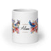 Alison Exclusive Name Art Piece Home Office Work Coffee Mug Mexican Spanish Pride Gift Cup One-Of-A-Kind Calligraphy White Glossy Mug | A3 Mexicada