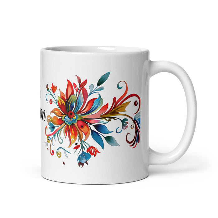 Alison Exclusive Name Art Piece Home Office Work Coffee Mug Mexican Spanish Pride Gift Cup One - Of - A - Kind Calligraphy White Glossy Mug | A31 - Mexicada