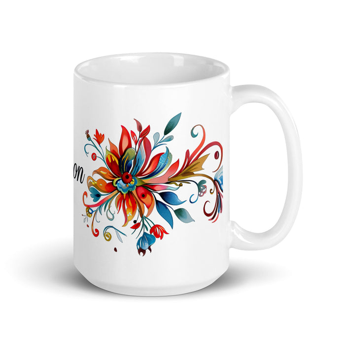 Alison Exclusive Name Art Piece Home Office Work Coffee Mug Mexican Spanish Pride Gift Cup One - Of - A - Kind Calligraphy White Glossy Mug | A31 - Mexicada